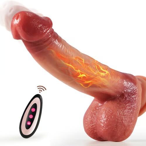 Realistic Female Masturbator Sex Toy Vibrator Heated Stimulator Huge Large Electric Retractable Penis Soft Masturbator Female Masturbator