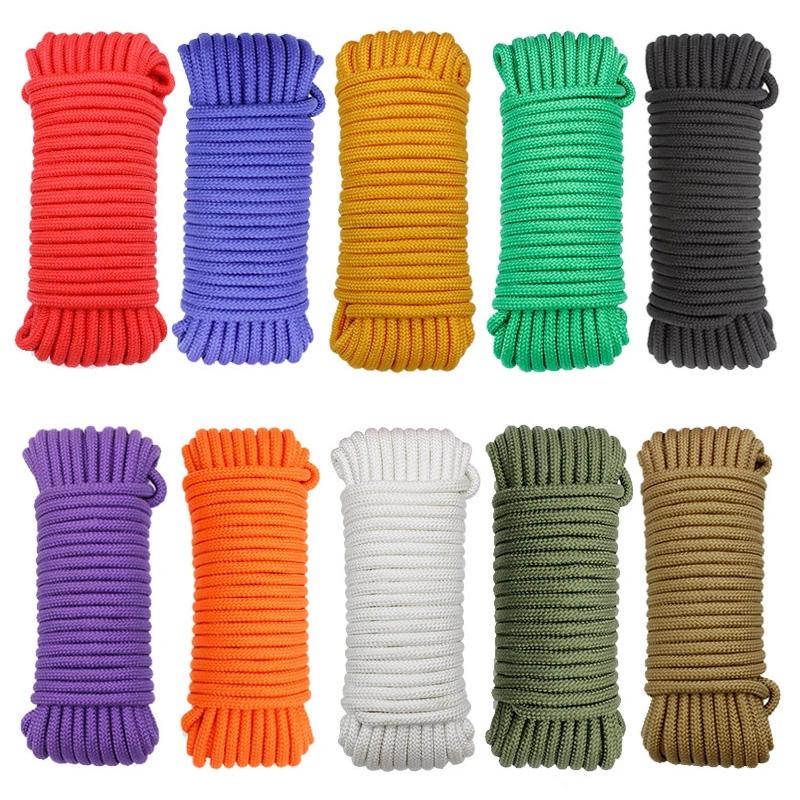 2/3/4/6mmx10m Anti-Slip Nylon Clothesline Windproof Clothesline Travel Retractable Rope Washing Line Camping Drying Line Camping