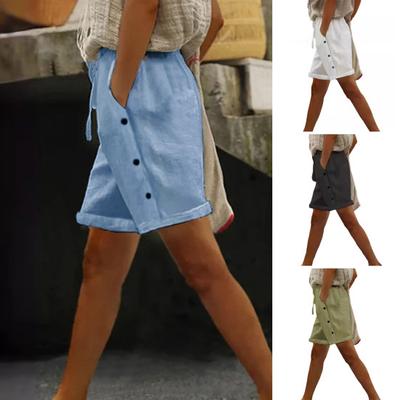 Women's Casual Shorts Elastic Drawstring High Waist Shorts with Pockets Summer Beach Vacation Lounge Outfit