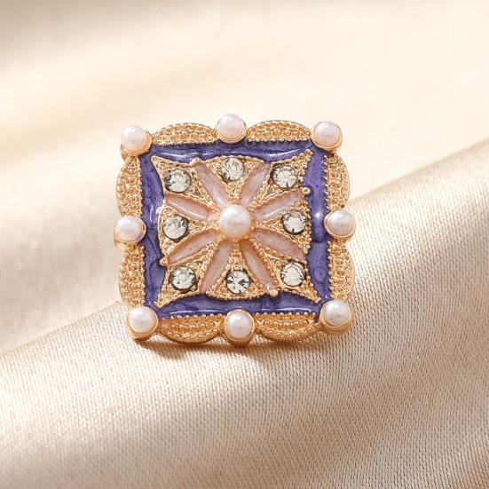 Women Brooch Imitation Pearls Enamel Glaze Flower Shape Shawl Pin Lapel Neckline Clip Anti-Exposure Buckle