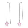 Super Fairy Long Cherry Blossom Earline Pink Flower Pearl Tassel Earrings Sweet and Fresh Women