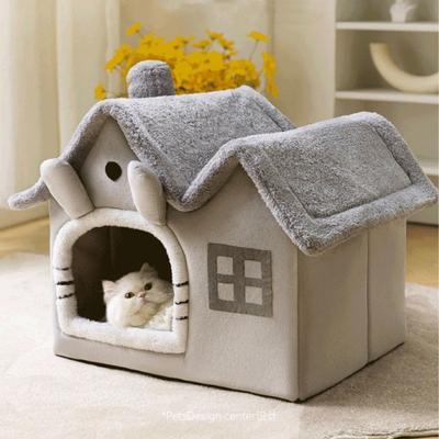 Cat Pet Dog Warm House Cave Beds for Indoor Cats Cozy Wool Igloo Nest Kennel S/M/L