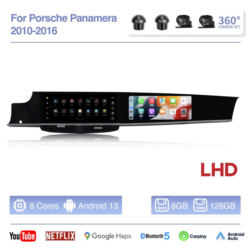 12.3" Dual screen Car Radio Multimedia Video Player For Porsche Panamera 2010-2016 GPS navigation Android13 Auto Carplay 4G wifi