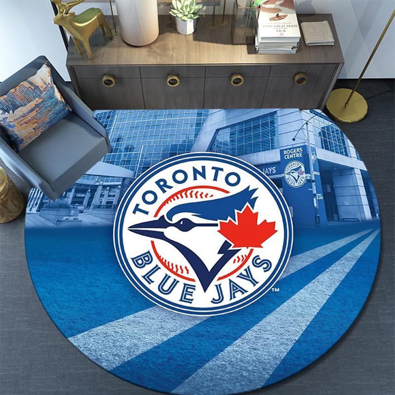 Toronto Blue Jays2 Round Area Rug,Carpet Rug for Living Room Bedroom Sofa Playroom Decor,Non-slip Floor Mat