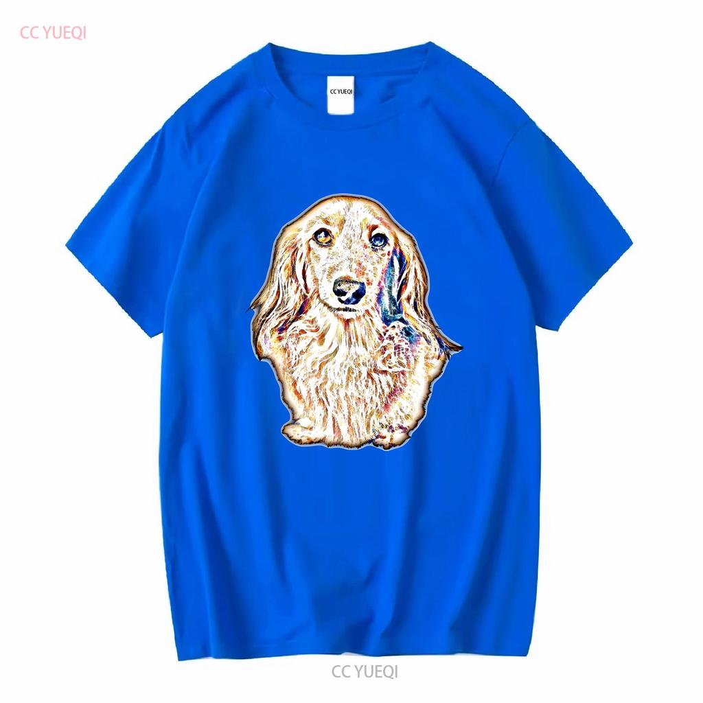 NEW LIMITED Long Hair Dachshund Cute Doxie Wiener Dog Lover T Shirt vintage Washed homme streetwear Casual Stylish Soft