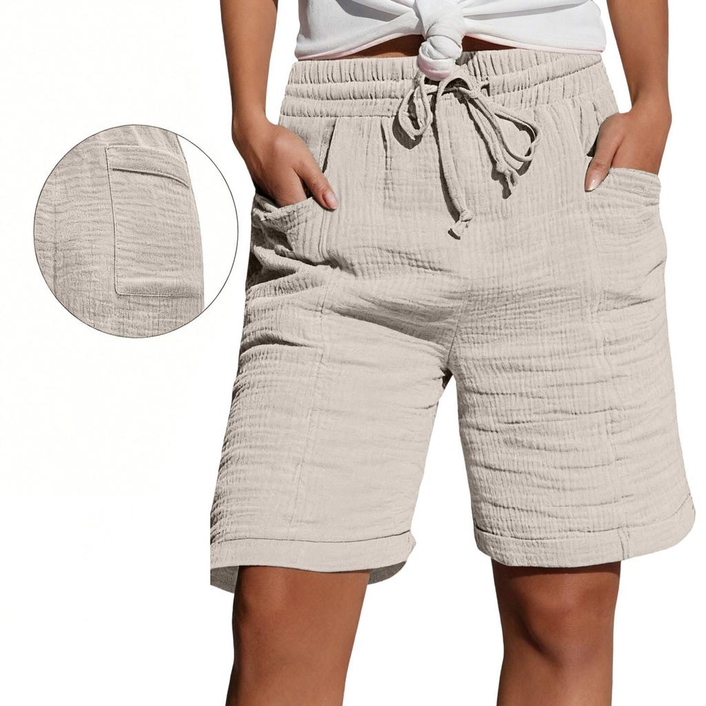 Casual en comfortabele Boho Kleur Trekkoord Shorts met Zakken voor de Zomer voor Dames