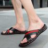 Large Size Men's Real Cowhide Slippers Flip Flops Beach Shoes Sandals Home Non-slip Sandals