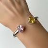 Herzförmiges Kristall Offenes Armband Zweifarbiges Armreifarmband Neuer Handgelenkschmuck Damen Mädchen
