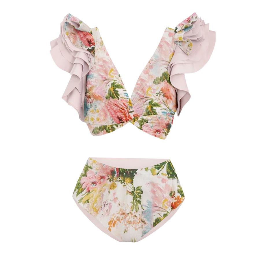 

2024 European & American Handmade Applique One-Shoulder Bikini Set Medium