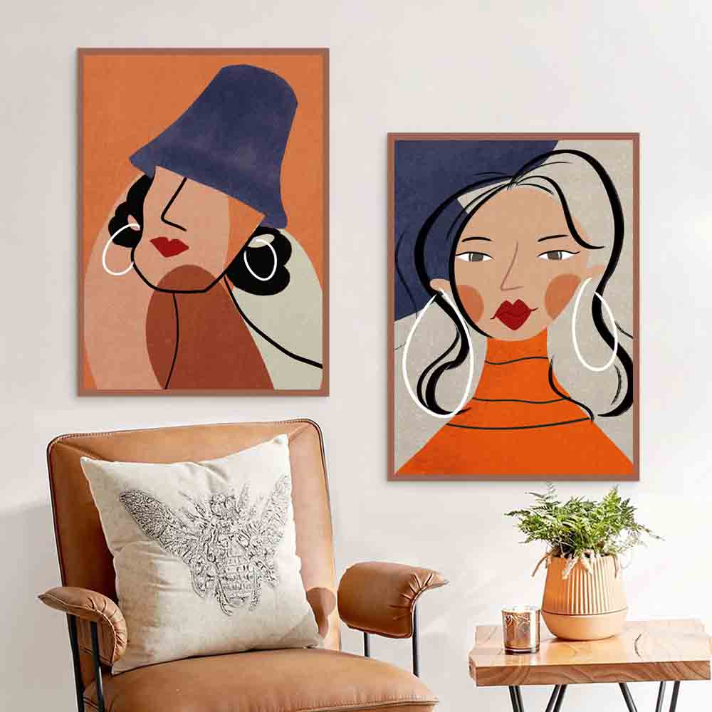 Nordic Figure Oil Painting Women Minimalist Abstract Art Canvas Painting Living Room Corridor Office Home Decoration Mural No Frame