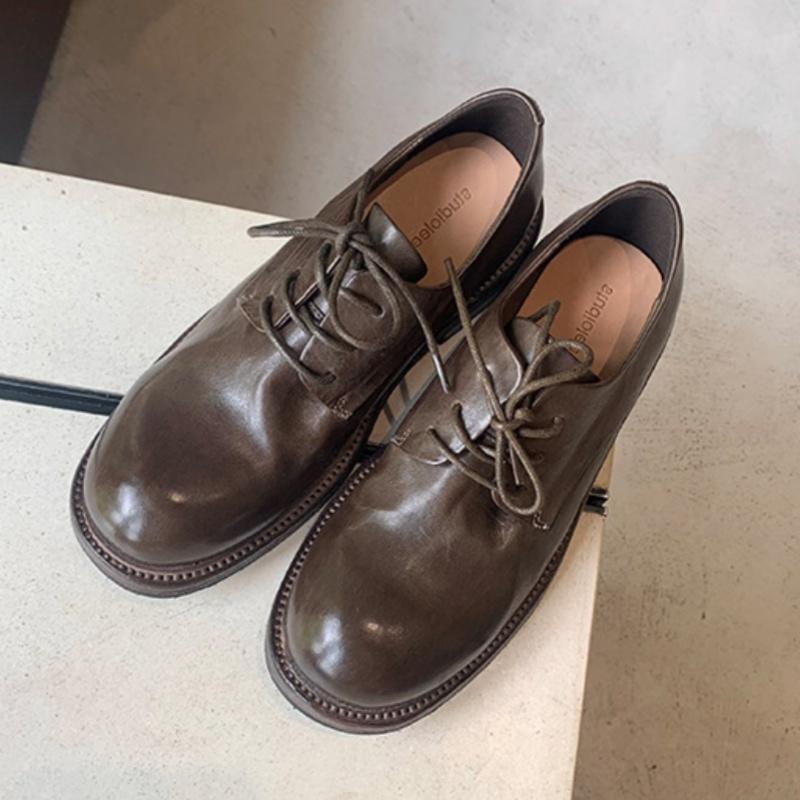 Fashion 2025 Casual Women's Leather Shoes Comfortable Outdoor Walking Travel Solid Color Lace-up Flats Fashion Round Toe Women Shoes