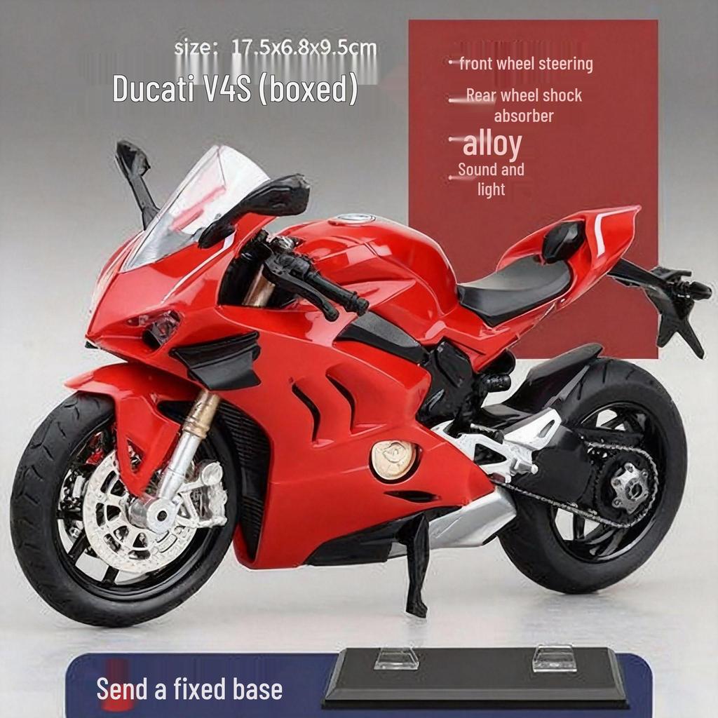 Kawasaki 1:12 Model de motocicleta din aliaj Ducati cu sunet pentru copii