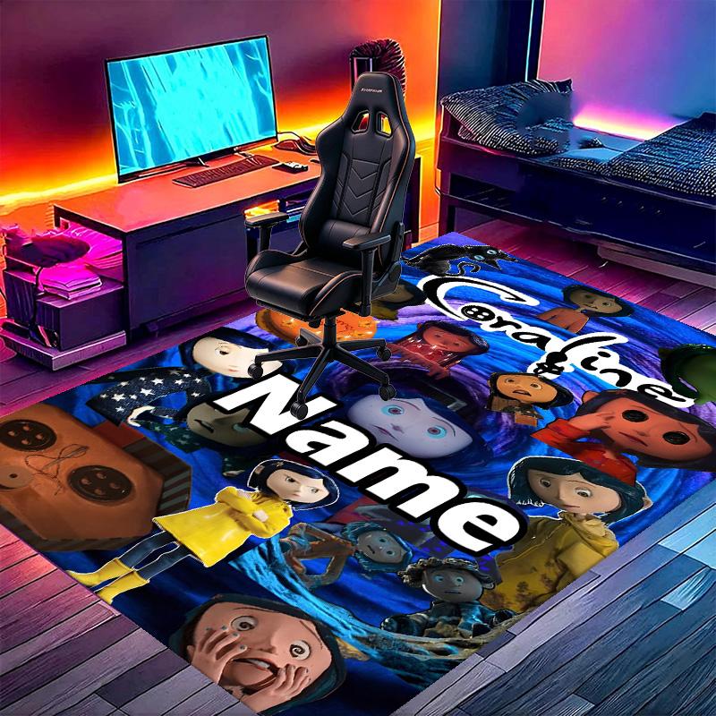 Custom Name Personalized Coraline Print Carpet, Versatile Home Decor Rug, for Playroom, Apartment, Balcony, Entryway, Hallway Gift