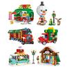 Christmas City Street View Building Blocks Cream Cart Snowman Skateboard Shop Gift Car Model Bricks Decoration Christmas Gifts