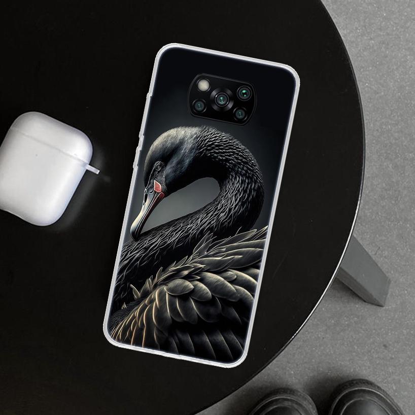 Black Swan Noble Phone Case Cover for Xiaomi Poco X6 X5 X7 Pro F7 Ultra Redmi 15C 15 13C 13 12C 12 10C 10 10A 9C 9A 9T 9 Coque P