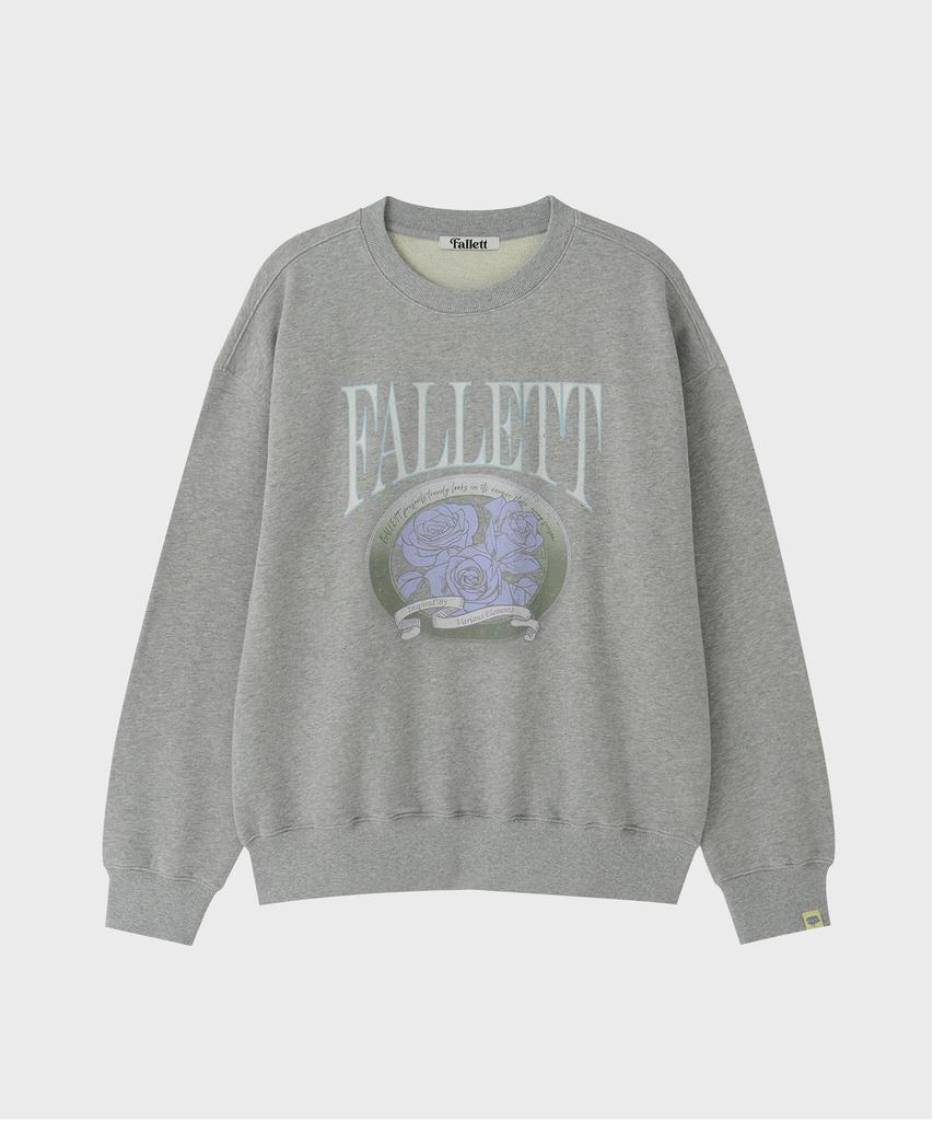 FALLETT Vintage Rose Emblem Sweatshirt Gray
