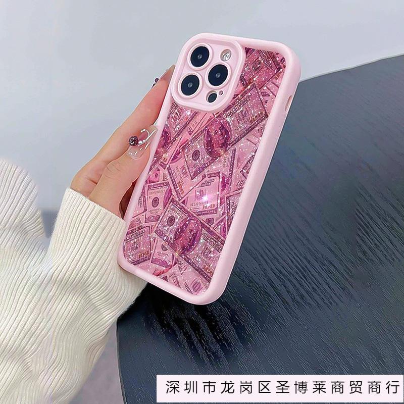 Pink Dollar Applies To Apple 15 Mobile Phone Case Iphone12promax Trendy Brand 14/13 Silicone 16 Anti-drop Case