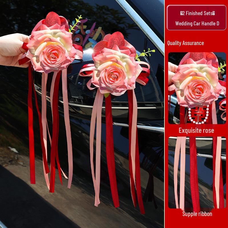 Полный комплект свадебного украшения для автомобиля: Цветы на капот сопровождающей машины, Гирлянда для встречи, Композиция «Двойное счастье» для праздничной экспозиции