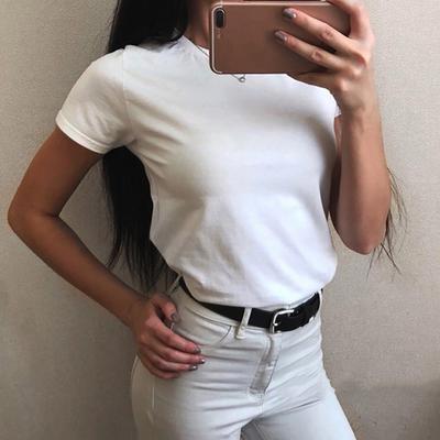 Women Summer O-Neck Pure Color Short Sleeve Blouse Casual T-Shirt Tops