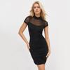Women's Dress Summer Half High Neck Short Sleeve Fashion Sexy Mesh Yarn Wrap Hip Dresses