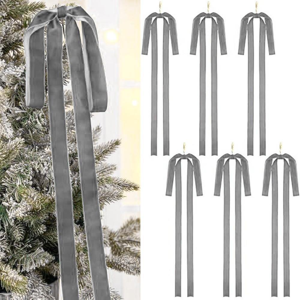 6pcs/set Vintage Christmas Tree Bows Indoor Outdoor Decorations Versatile Usage Velvet Bows Elegance Christmas Gift Wreath Bow