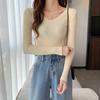 Spring and Autumn New Slim-fit Long Sleeve Bottom Knitted Sweater Low Neck Inner Sweater Women