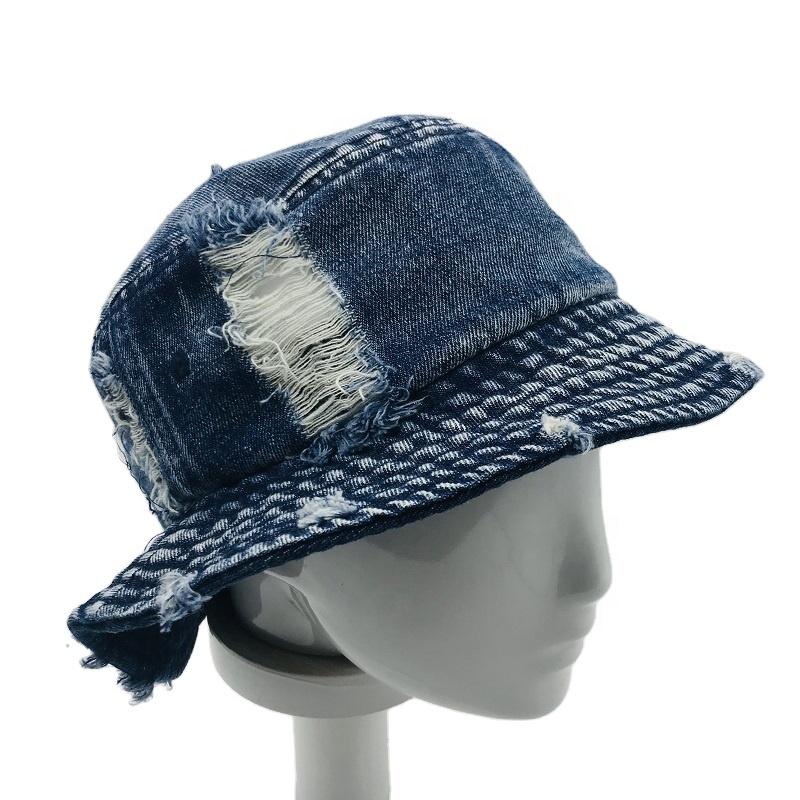 Vintage Distressed Denim Bucket Hat Fisherman Outdoor Casual Travel Spring Summer Activities Unisex Sun Protection 1 Piece Drop