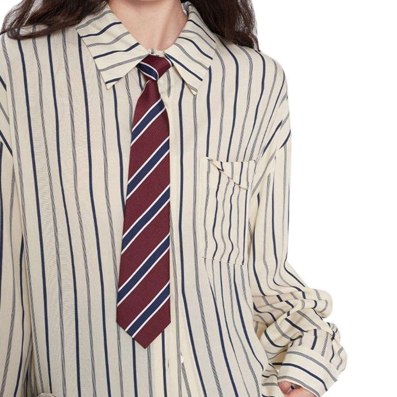 Lazy Tie Hand-tied Neckties Japanese Style Striped Collar Tie for School Shirt