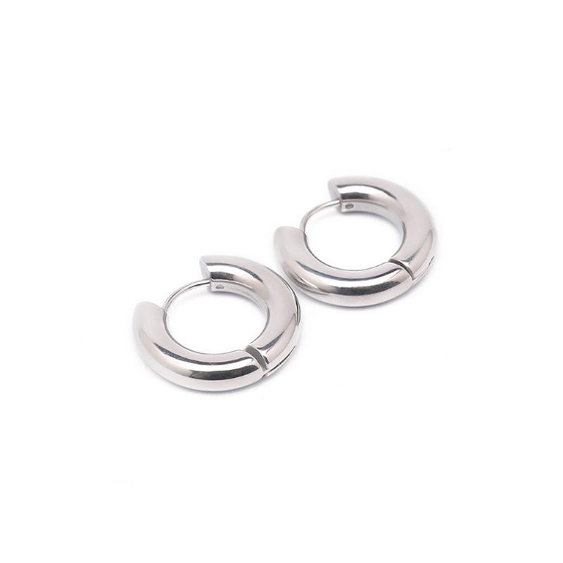 Glossy Stainless Steel Hoop Earrings For Women Men Hip Hop Steapunk Round Oval Heart Black Gold Silver Color Huggie Jewelry Gift