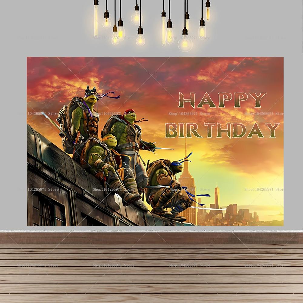 Teenage Mutant Ninja Turtles Backdrop Cartoon Hero Theme Kids Boys Birthday Party Decor Baby Shower Photo Background Props