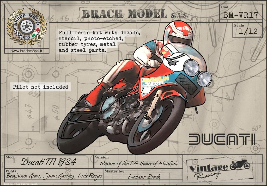 Brachi Models Ducati TT1 1984 Resin Kit 1/12 BM-VR17 (Motorcycle)