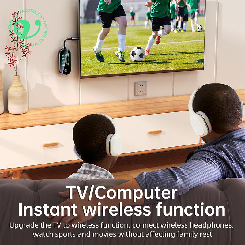 Upgrade Color LED Display Bluetooth 5.4 Transmitter Receiver 3.5mm AUX HIFI Stereo Audio Wireless Adapter With Mic For TV PC Car