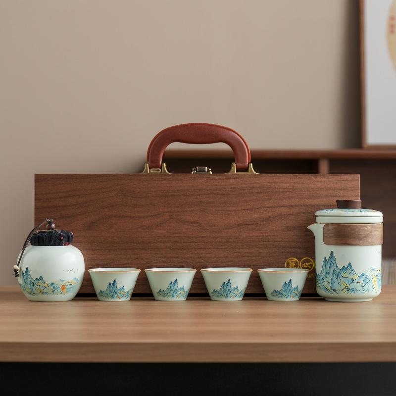 Chinese style Guochao Qianli Jiangshan tea set merchandise gifts business souvenir set company corporate activities small gifts