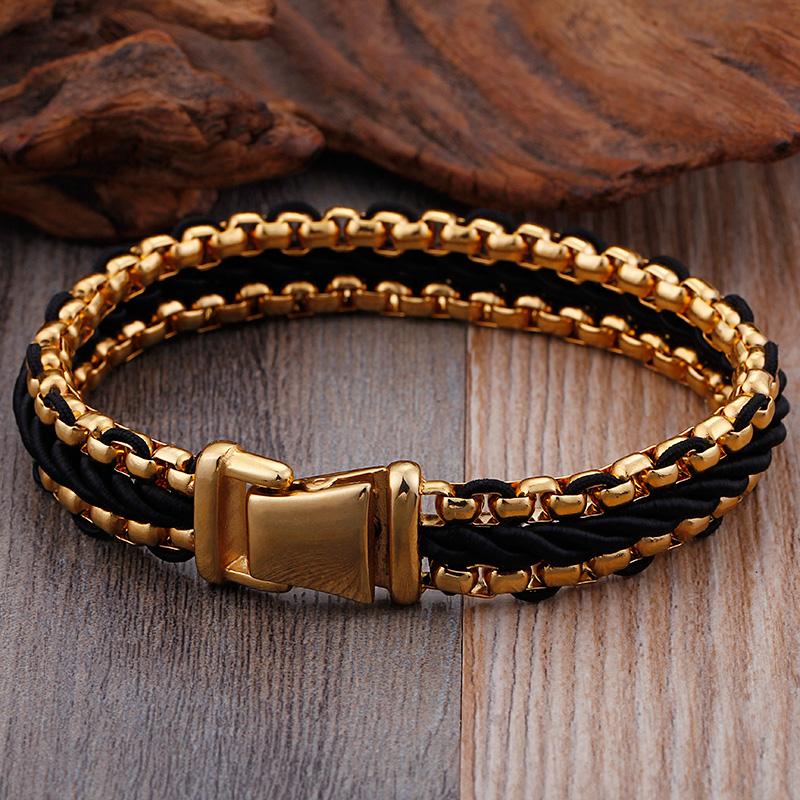 Luxury Gold Color Stainless Steel Bracelet for Man 12MM Wide Men's Wrap Bracelets Male Best Friend Jewelry Armband Wristband New