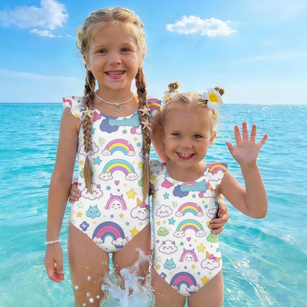 Costume da bagno intero per bambina Estate Bambini Costume da bagno casual Costume da bagno per neonati Bambini Costume da bagno con stampa floreale e di frutta