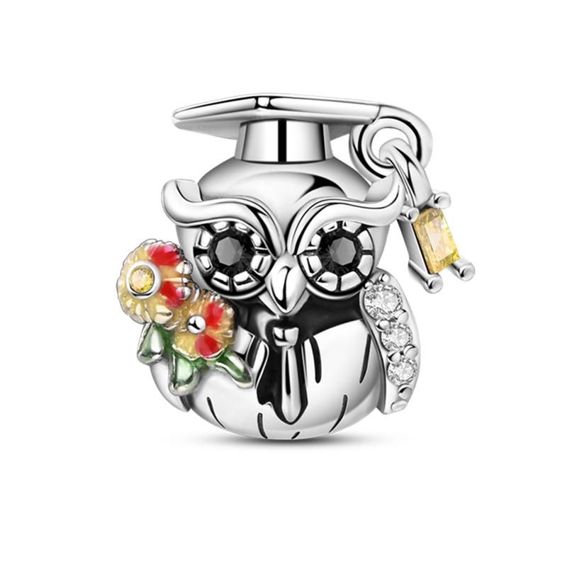 Copper Color Graduation Certificate Bachelor'S Hat Graduation Series Charms Beads Fit Pan Original Bracelets Diy Jewelry