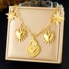 DIEYURO 316L Stainless Steel Golden Trend Heart Sun Star Pendant Necklace For Women New Fashion Waterproof Neck Chain Jewelry