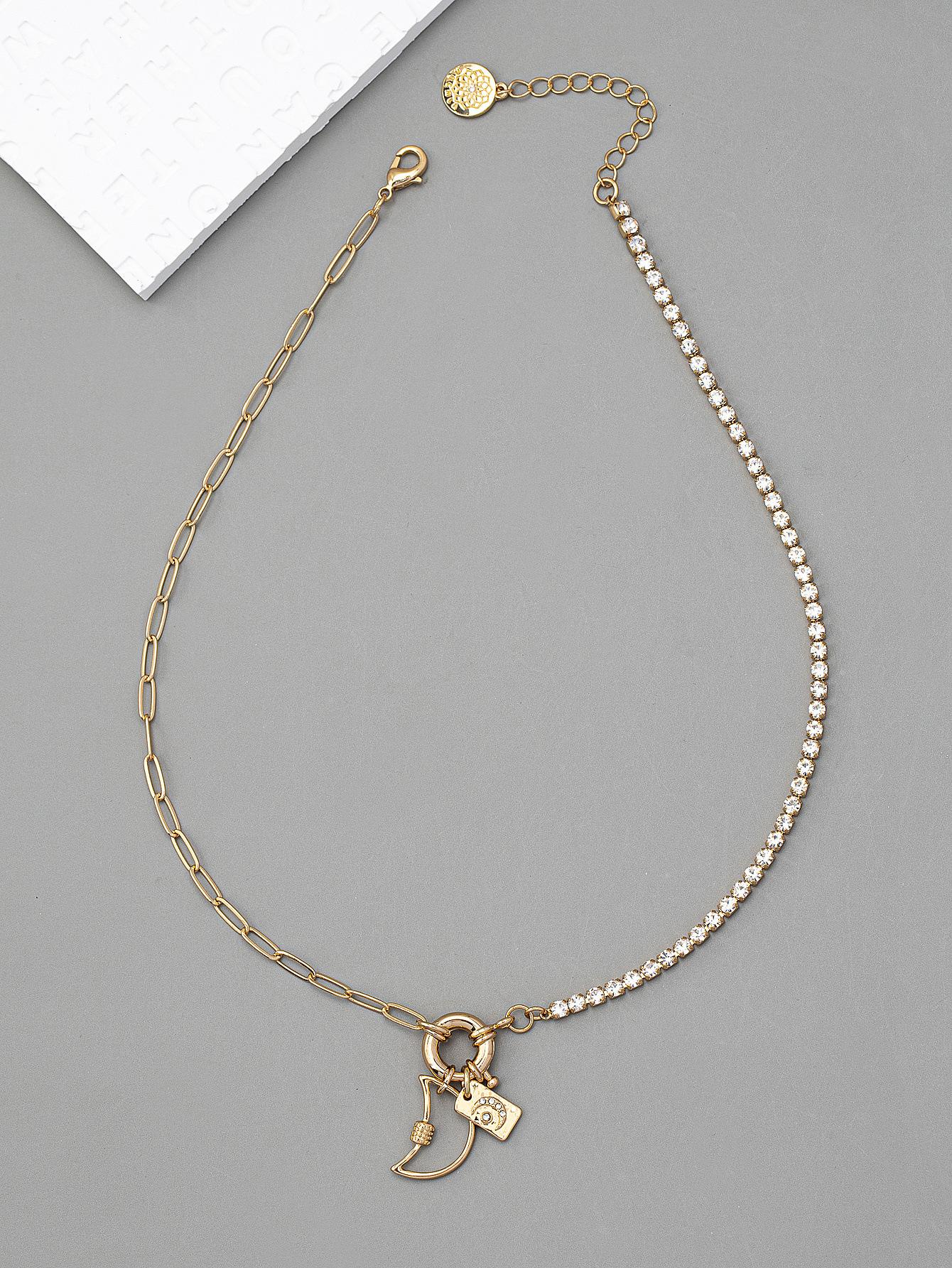 

Новое ожерелье с подвеской в виде полой луны, инкрустированной кристаллами циркония, универсальное и высококлассное декоративное изделие