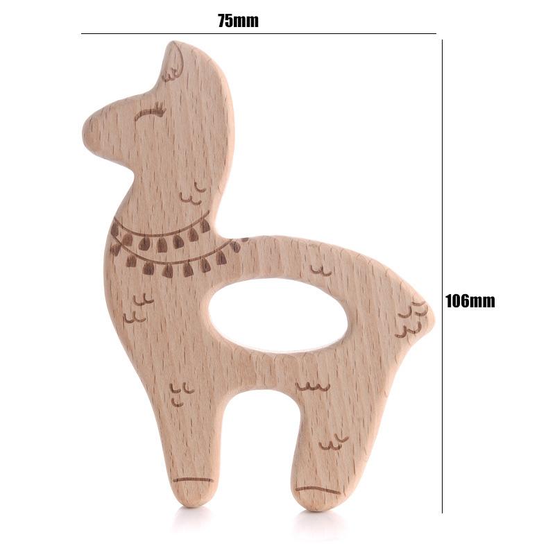 1Pcs Wooden Rodent Teethers Baby Cartoon Animals Rainbow Ice Cream Beech Teether Pendant For Baby Pacifier Chain Nurse Gifts Toy