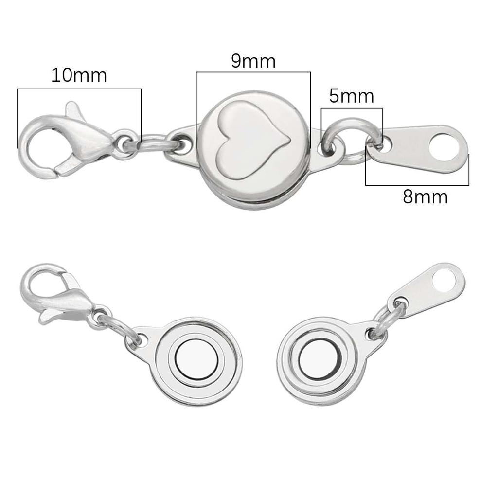 2 Set Chiusure Magnetiche a Blocco Terminali a Moschettone Estensori a Catena Convertitori per Connettori di Collane Braccialetti