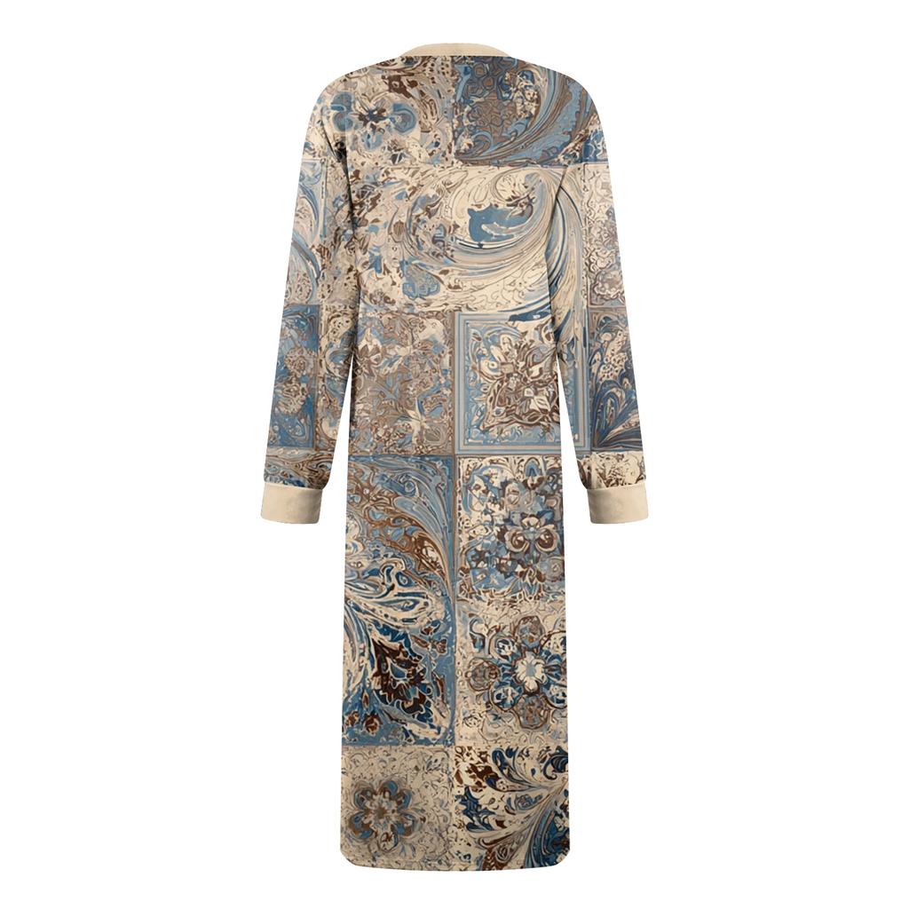 Dámská noční košile dlouhá společenská V-výstřih noční košile s kapsami