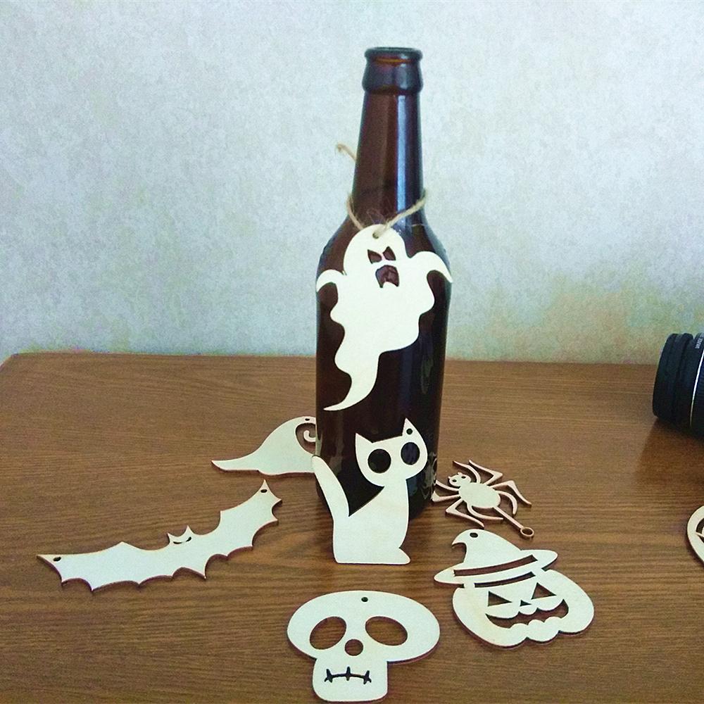 10pcs Wooden MDF Tags Halloween Hanger Gift Ornament