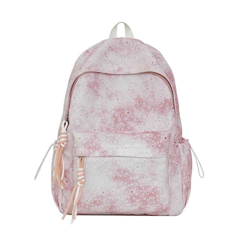 Schoolbag Korean Tie-dye Schoolbag Versatile Large-capacity Backpack Niche Portable High School Student Computer Bag Simple Bag Female
