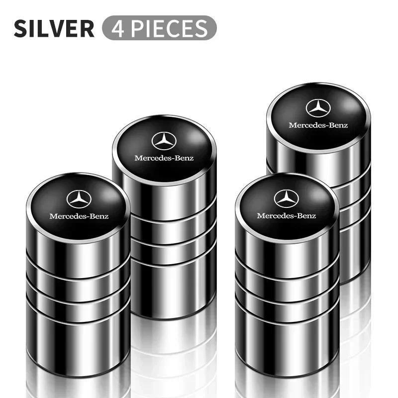 2026 Hot 4Pcs Aluminum Round Car Wheel Tire Valve Caps For Mercedes Benz W176 W177 W204 W205 W212 W213 W206 X156 X253 W117 Accessories