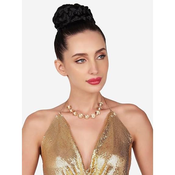 Gold Tone Contemporary Classy Pearl Shell Necklace For Women