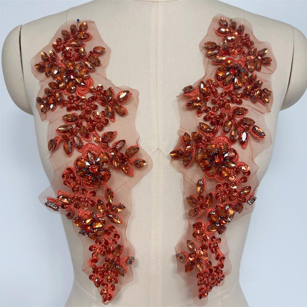 3D Flatback Motif Rhinestone Sewing Accessories for Dresses Lace Appliques Shiny Gold Trim Sequin Flowers Corset Embroidery Hat