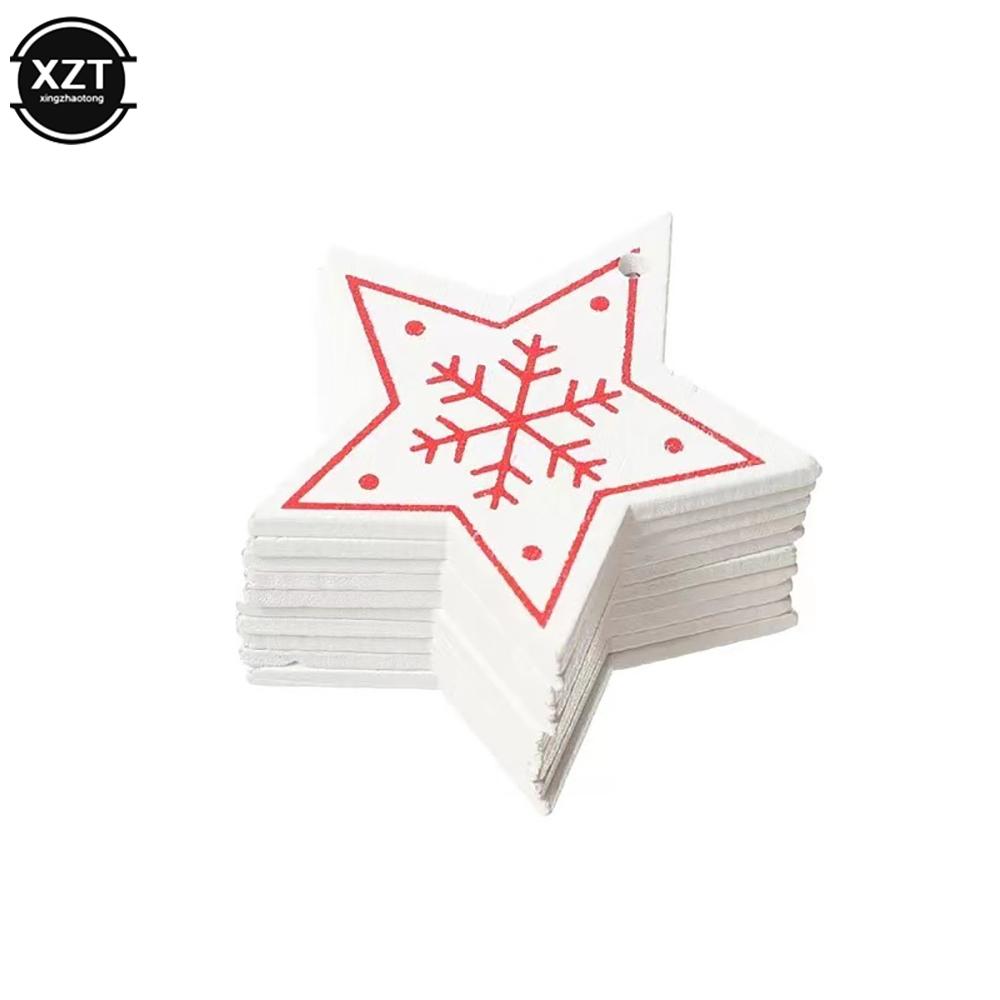 10PCs 5cm Wooden Christmas Ornaments Kids Toys For Chirstmas Tree Hanging Pendants Xmas DIY Decoration For Home Party New Year