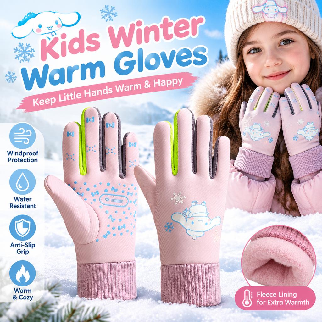Kids Thermal Gloves Windproof Waterproof for Skiing Cycling