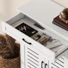 Shoe Cabinet with Louvered Doors, Modern Shoe Storage Cabinet with Drawer and Adjustable Shelves, White