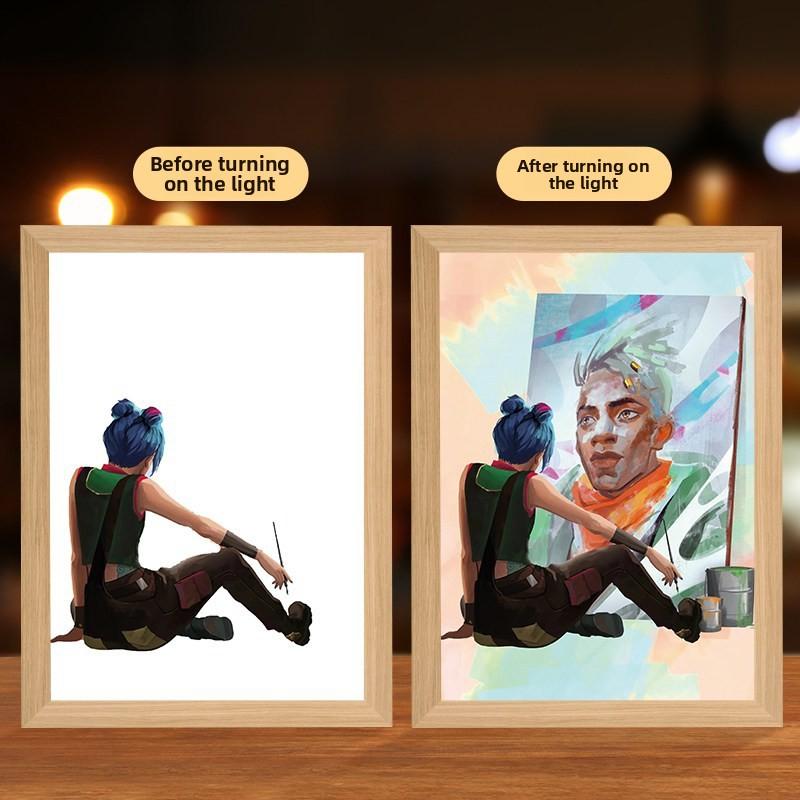 

23cm/9.06in Light Painting League of Legends Game Peripherals Jinx Aike LED Night Lamp Table Birthday Decoration Collectible Toy USB Plugged In Small